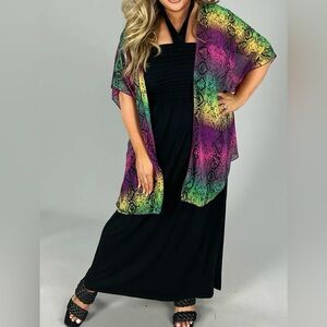 Plus Size Multi Color Snakeskin Kimono 3X